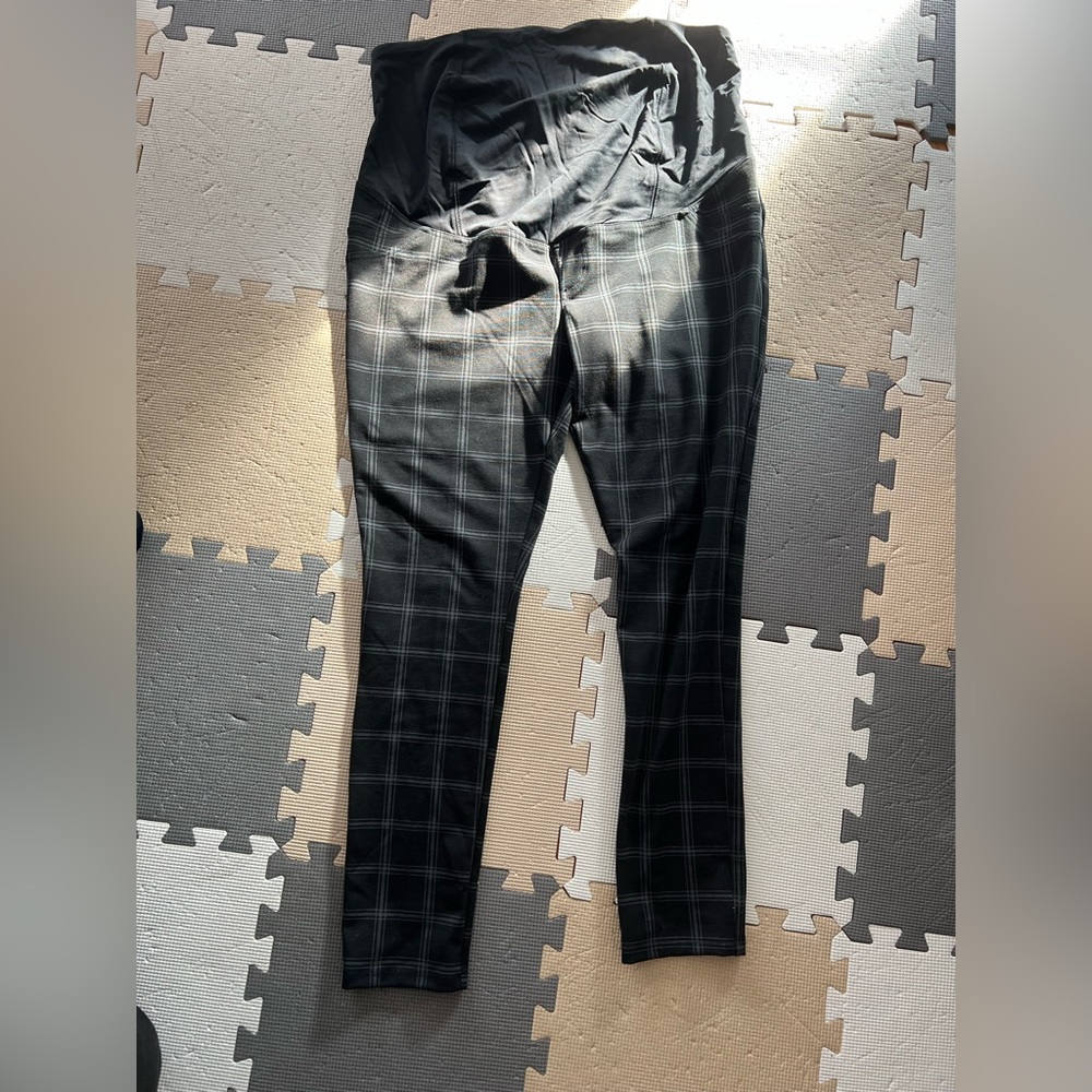 Plaid maternity pants